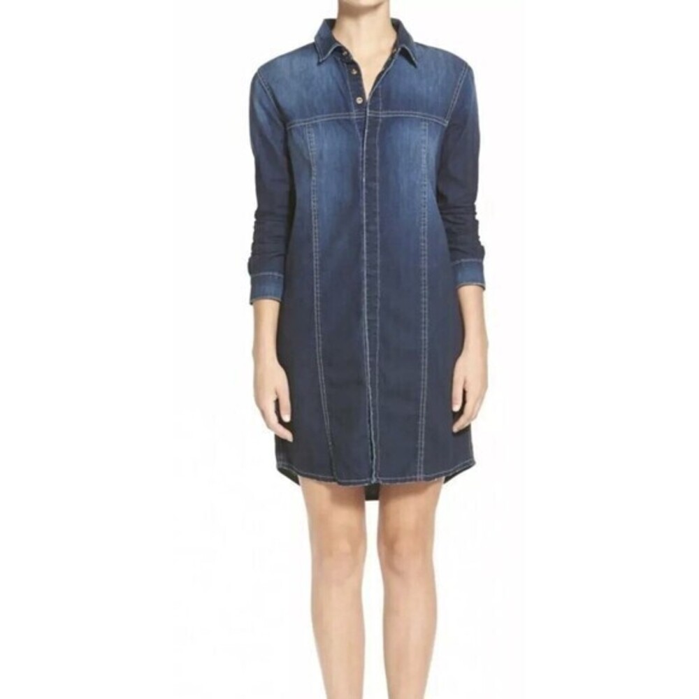 Hudson Trisha Utility Shirt Dress In Berkley Jeans Denim Woman Size M